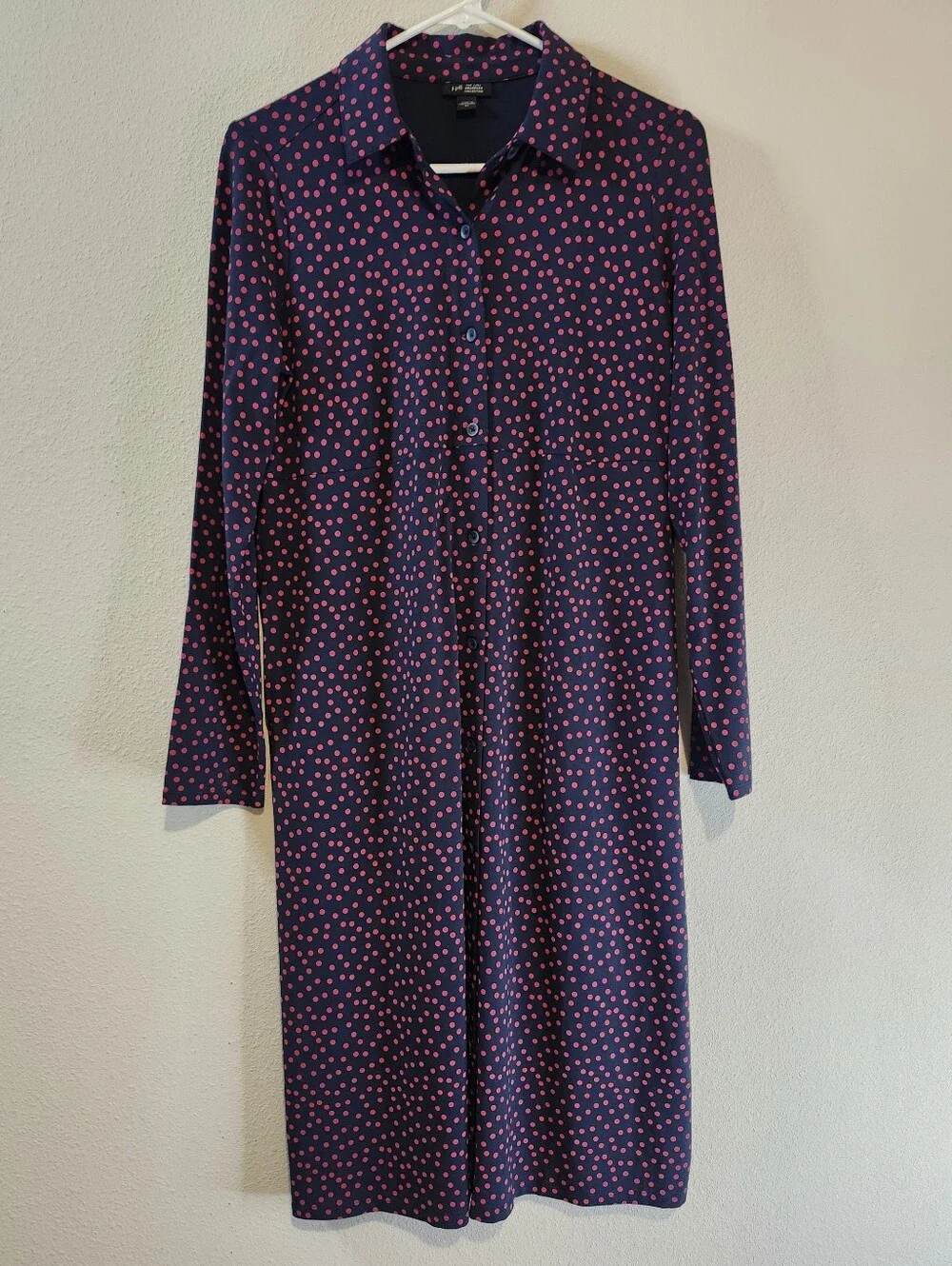 J. Jill Wearever Collection Polka Dot Viscose Midi Shirt Dress Size XS NEW - Picture 3 of 8